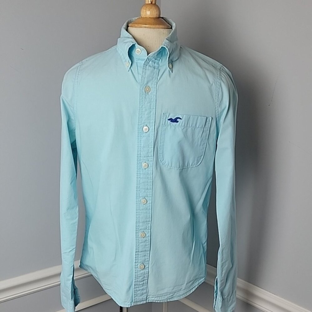 HOLLISTER‎ Aqua Casual Y2K Preppy Hipster Button Down Spring Long Sleeve Shirt S